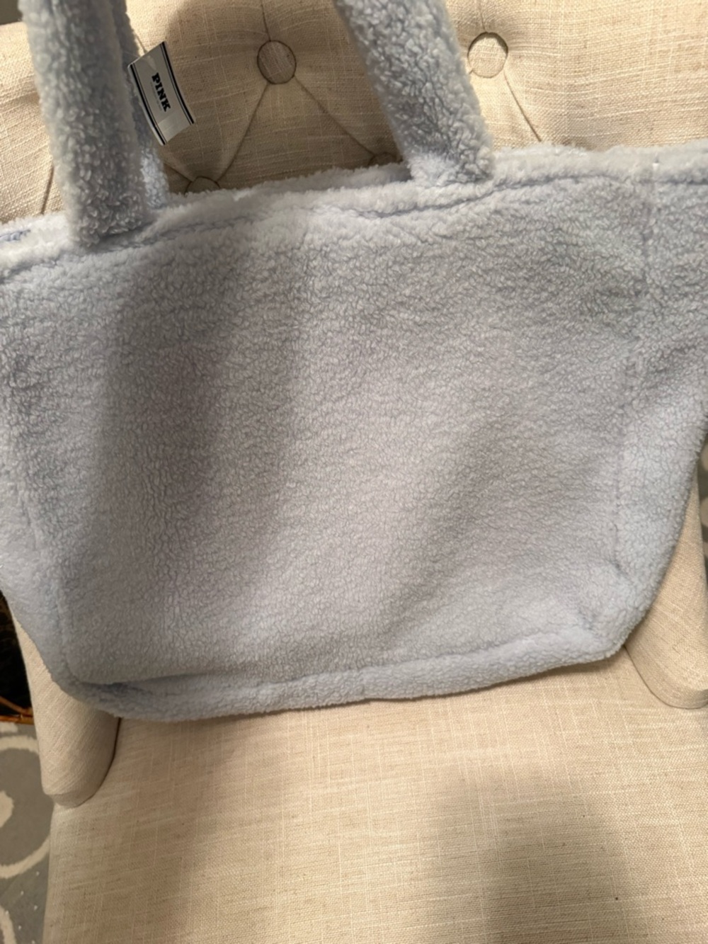 PINK Victoria's Secret Plush Sherpa Tote in Light Blue - Picture 6 of 7